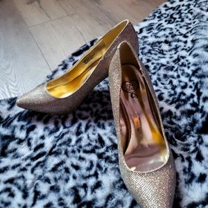 Golden heel shoes